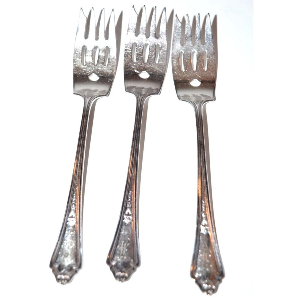 Gorham SHELBURNE Silverplate GM‎ Co Salad Dessert Forks Monogram E 3pc
